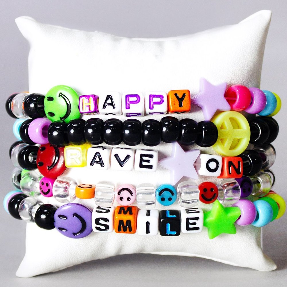 LASR Psychedelic High 5PC Stacked Rave Kandi Bracelet